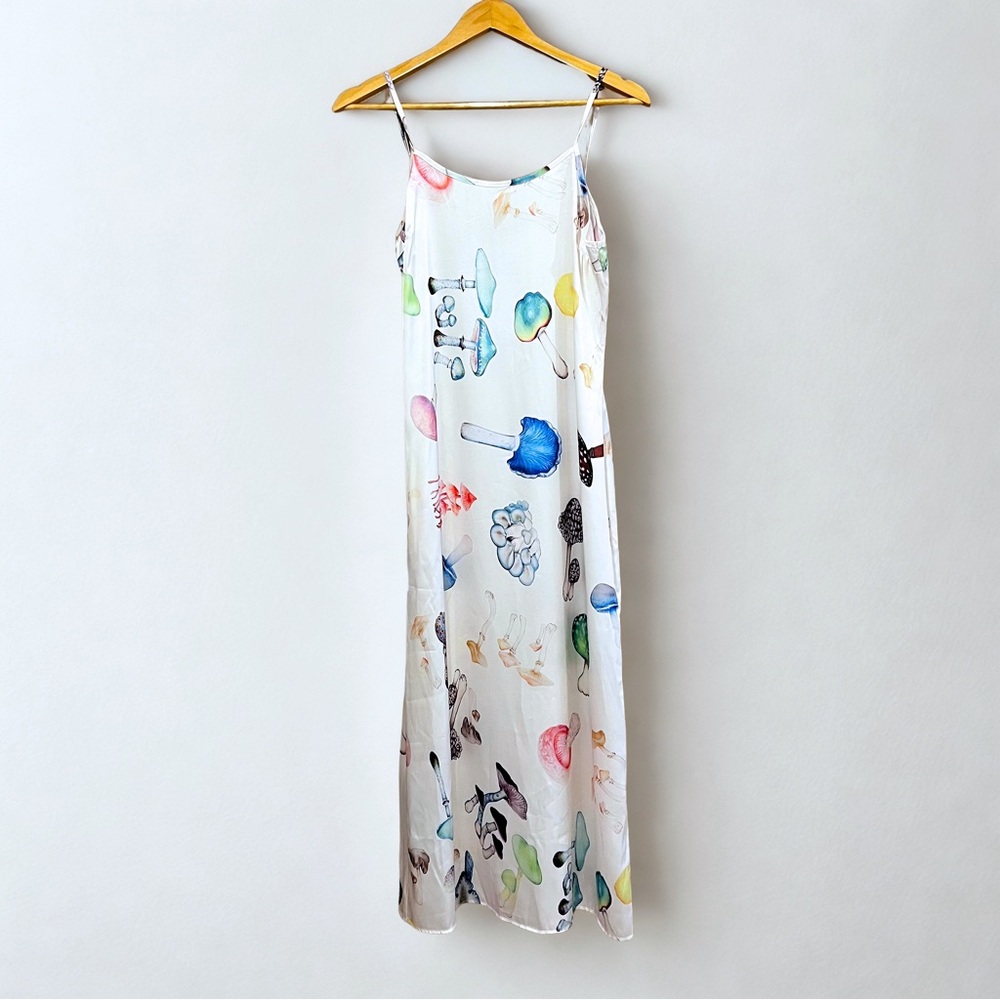 🍄 Watercolor Mushroom Print Slip Dress